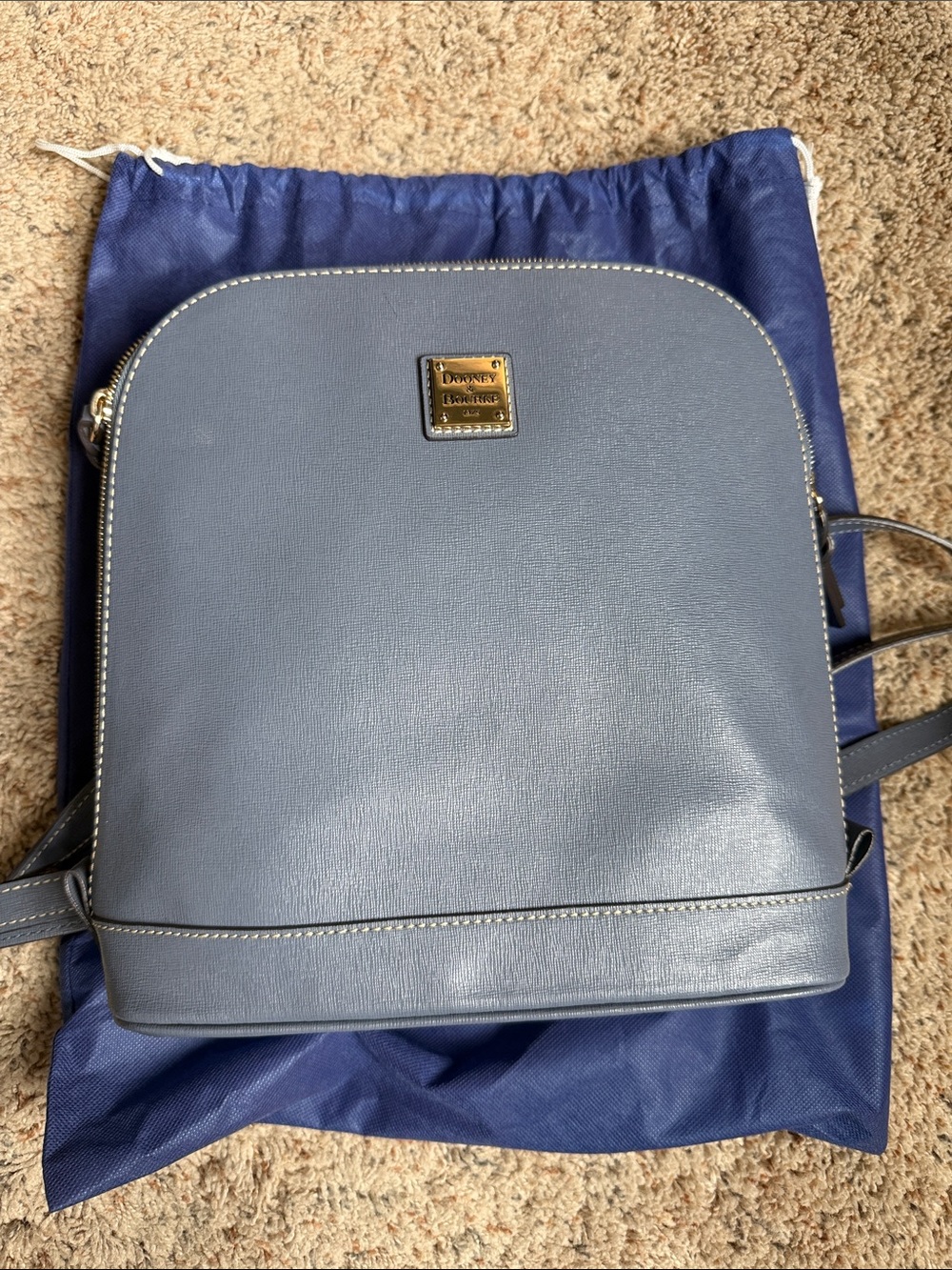 Dooney & Bourke Slate Blue Leather Pod Backpack